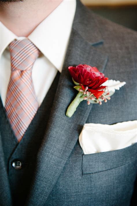 burgundy boutonniere